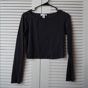 Gray Long Sleeve Crop Top - Forever21